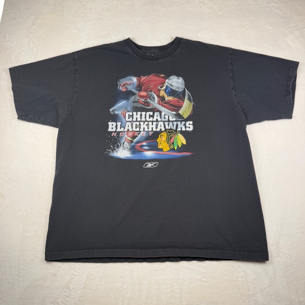 Vintage Y2K Chicago Blackhawks NHL Hockey‎ Graphic Tee Reebok Oversized XL